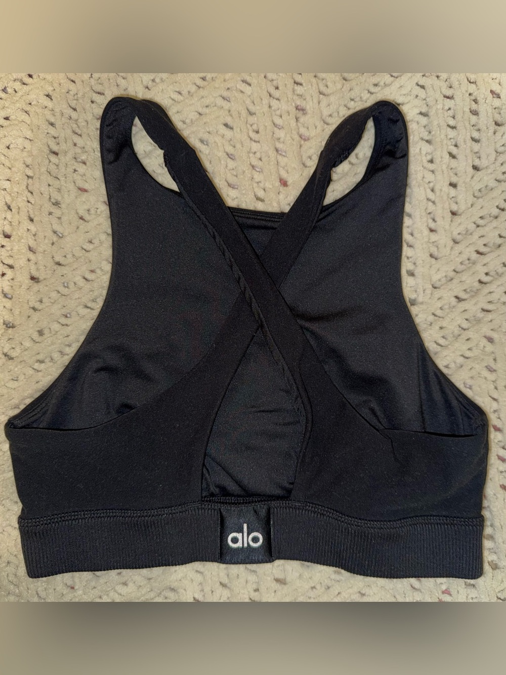 Alo Yoga Seamless Delight High Neck Sports Bra Black XS - Picture 2 of 6